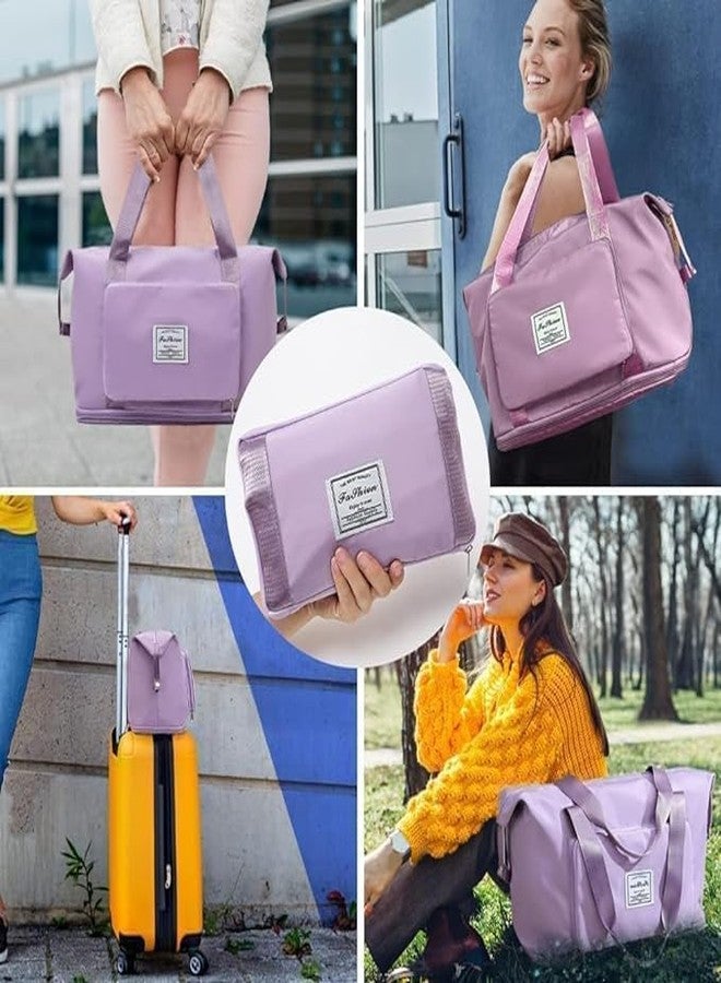 REENTA Waterproof Expandable Travel Duffel Bag - Lightweight, Foldable Weekender Tote for Women - Large Capacity for Travel & Gym (Purple) - Image 2